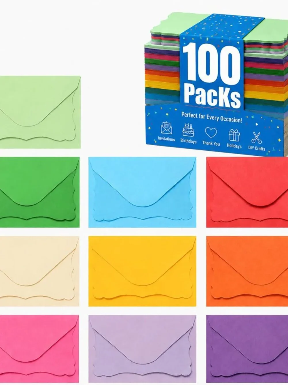 100 Pack Mini Cards with Envelopes, Small Colorful Blank Note Cards with Self-Ad